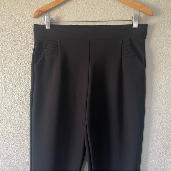 Kay Unger Pull on Pants Women’s L Black Elastic Waist Stretch Pockets Career - Picture 1 of 13
